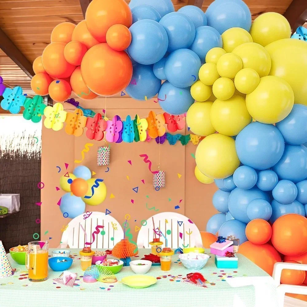 132Pcs Orange and Yellow Balloon Arch Garland Kit-Light